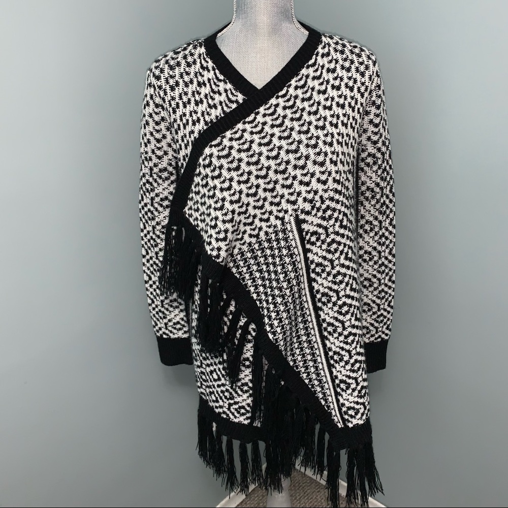 BETHANY MOTA oversized waterfall cardigan with fringe tassel long sleeve size XS
